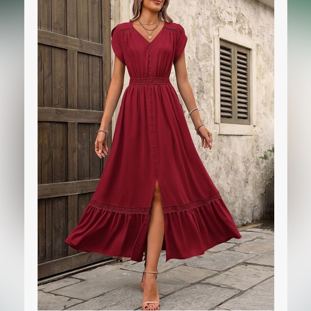 Petal Sleeve Flowy Maxi Dress